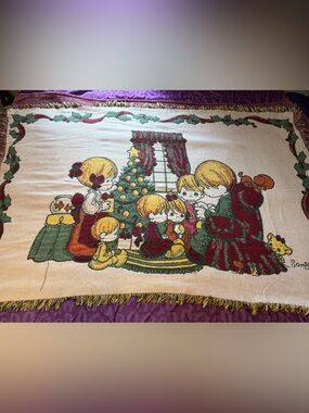 1993 Vintage Precious Moments Holiday Blanket